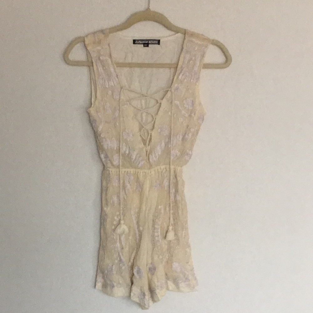 Bohemian bones embroidered boho romper
